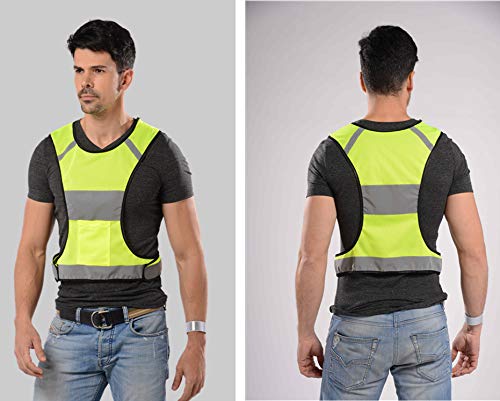 [AUSTRALIA] - IDOU Reflective Vest Safety Running Gear with Pocket, Ultralight &Adjustable Waist&360°High Visibility for Running,Jogging,Biking,Motorcycle,Walking,Women & Men (neon Yellow) (neon Yellow, Large) Neon Yellow 