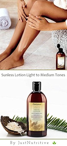 Sunless Tanning Lotion - Light to Medium tones | Indoor Self- Tanner | Body Tanning Lotion | Sun- Kissed Glow| Bronzer Lotion For All Skin Types |Just Nutritive | 8 Oz - BeesActive Australia