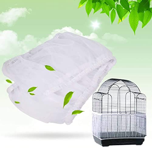 AYNEFY 4 Colors Bird Cage Skirt Large Size Ventilated Soft Nylon Bird Cage Cover Shell Seed Catcher Pet Products 52-98.4inch Circumference Mesh Pet Bird Cage Prevent Seeds from Falling White - BeesActive Australia