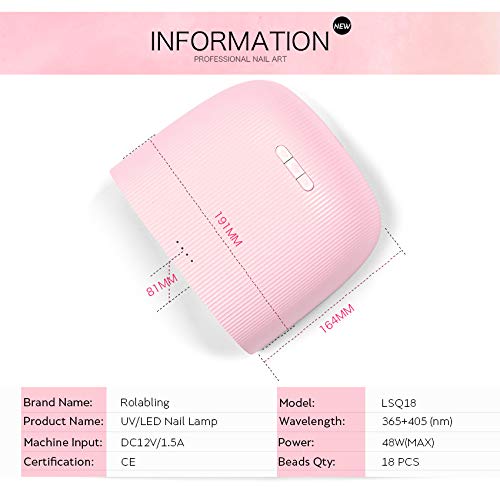 Rolabling 48W LED UV Nail Dryer Gel Nail Lamp with Automatic Sensor Nail Art Tools with 30S/60s/90s Timer Setting for All Manicure Gel Nail Polish Fingernail & Toenail Gel (P-110V) P-110V - BeesActive Australia