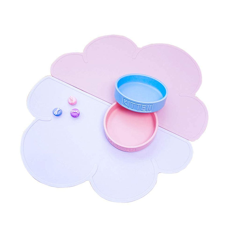 DesignSter Lucky Pet Food Tray – Top Grade Cloud Silicone Feeding Mat Pad Anti-Slip Waterproof Dog Cat Bowl Placemat Lilac - BeesActive Australia