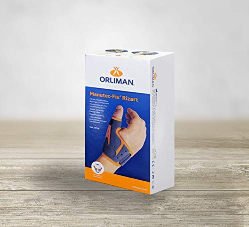 Orliman Medically Approved Breathable Thumb Immobilising Splint - Fits Left & Right Hand - GREY/ORANGE (Supplied to NHS for Arthritis, Tendonitis & Sports Injuries) Small - Medium (Wrist Circ:14-18cm) - BeesActive Australia