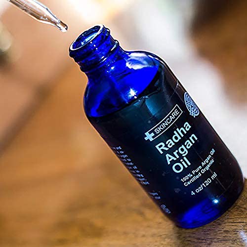 Radha Beauty Argan Oil USDA Certified Organic, 4 oz. - 100% Pure Cold Pressed Moisturizing Anti-Aging Oil for Face, Skin, Hair, Men & Women - BeesActive Australia
