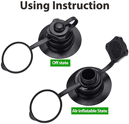 BUZIFU 2pcs Air Valve Inflatable Boat Spiral Air Plugs One-way Inflation Replacement Screw Boston Valve for Rubber Dinghy Raft Kayak Pool Boat Airbeds,Black - BeesActive Australia