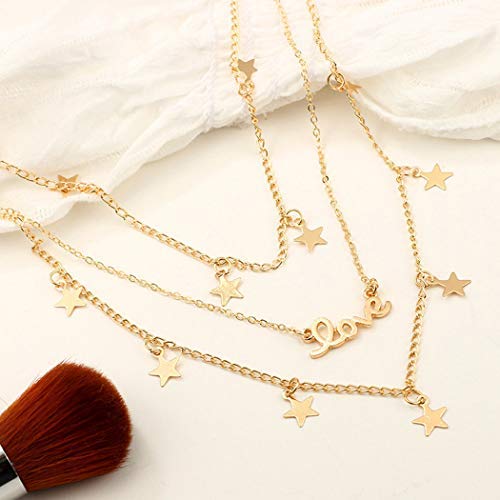 Jakawin Layered Necklace Jewelry with Stars and Love Star Necklace for Women and Girls NK008 - BeesActive Australia