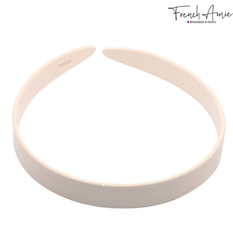 French Amie Wide 1/2" Celluloid Handmade Non Slip Grip Hair Headbands for Women, Made in France (Solid Ivory) Solid Ivory - BeesActive Australia