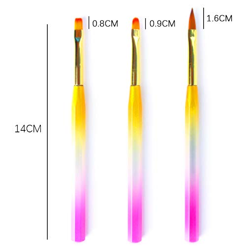 SILPECWEE 1Pc Acrylic Nail Art Brush Set Gradient Handle UV Gel Builder Make Up Nail Drawing Flower Pen Manicure DIY Tools NO1 - BeesActive Australia