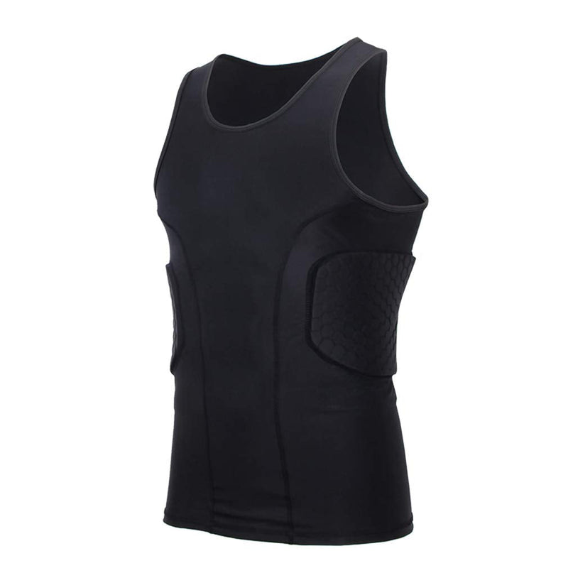 Minimal Men’s Padded Compression Shirt Sports Protective Vest Rash Guard Soccer Basketball Training Tank Top XL(Chest:34.25") - BeesActive Australia