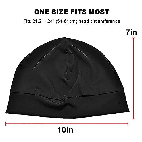 Headshion Skull Caps for Men Women, 2-Pack Multifunctional Headwear Bike Hard Hat Helmet Liner Beanie Sleep Caps 2 Black (Ice Silk) Nylon - BeesActive Australia