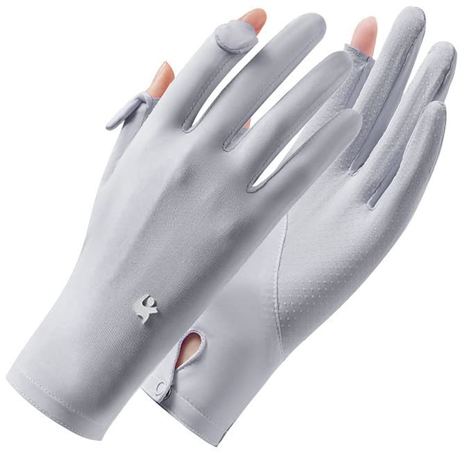 KorhLeoh Women Man Sunscreen Gloves,Full Finger Touchscreen Sunblock Gloves,Unisex Protection Gloves for Golf Riding Driving Hiking Grey Medium - BeesActive Australia
