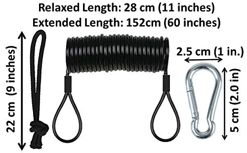 Branded Boards Safety Leash with Heavy Duty Wrist/Ankle Cuff, Carabiner & Paracord Loop. Boogie Boards, Snowboards, Surf Boards, SUP, Ski Scooters, Snowskates, Sleds, Dog Pet Lanyard Basic-1-pack - BeesActive Australia