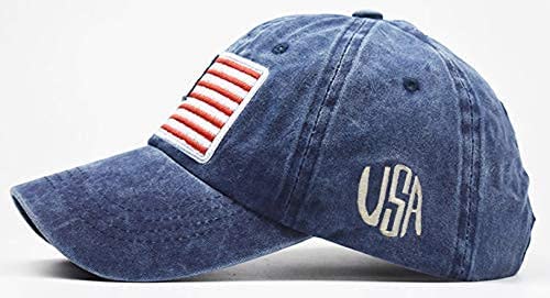 IZUS Washed Baseball-Hats American-Flag Distressed - 100% Distressed Cotton Dad Hat Embroiderred for Unisex Navy - BeesActive Australia