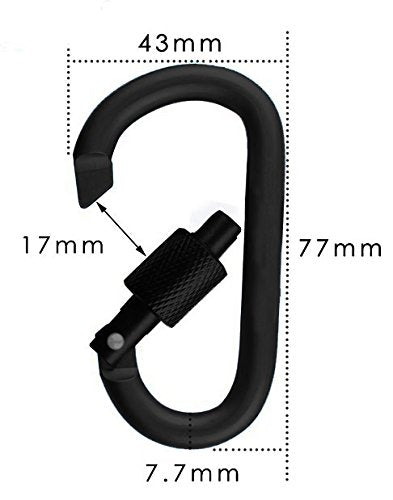 Gold Lion Gear Aluminum Carabiner 5 Pack D Shape Buckle, Keychain Clip, Spring Snap Key Chain Clip Hook Screw Gate Buckle Black 5-pack - BeesActive Australia