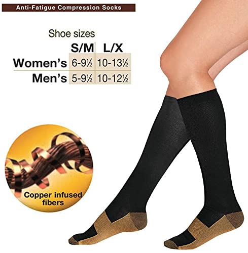 2 Pairs Copper Infused Anti-Fatigue Compression Unisex Flight Travel Socks Anti Swelling DVT Support *UK Stock* (Small/Medium) 2 Pairs (S / M) - BeesActive Australia