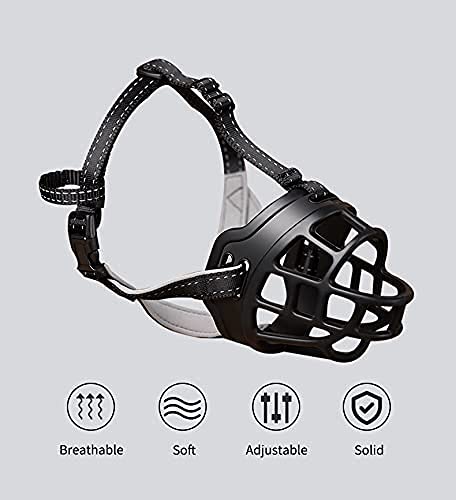 Dog Muzzle,Soft Basket Silicone Muzzles for Dog, Best to Prevent Biting, Chewing and Barking, Allows Drinking and Panting, Used with Collar Black 3 (Snout 9¾-11") - BeesActive Australia