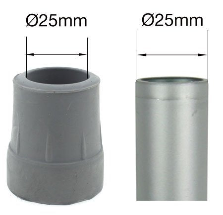 Qty: 4X 25mm 1" Heavy Duty Rubber Ferrules for Zimmer Frames - Grey - by Lifeswonderful® - BeesActive Australia
