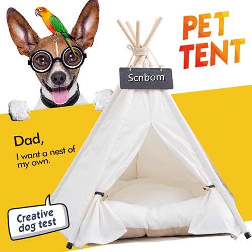 Scnbom Pet Teepee for Small Dogs or Cats Portable Tent Puppy Sweet Bed Washable Dog or Cat Houses with Cushion M: Size fits 22 pounds (pets below) - BeesActive Australia