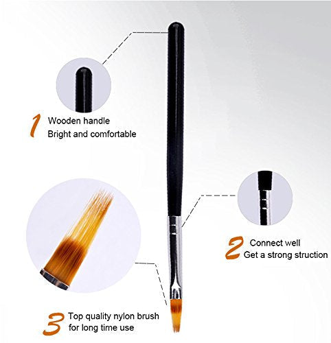 WOKOTO Black Wood Handle Ombre Brush Gel Acrylic Nail Brush Manicure Tools For Gradient UV Gel Nail - BeesActive Australia