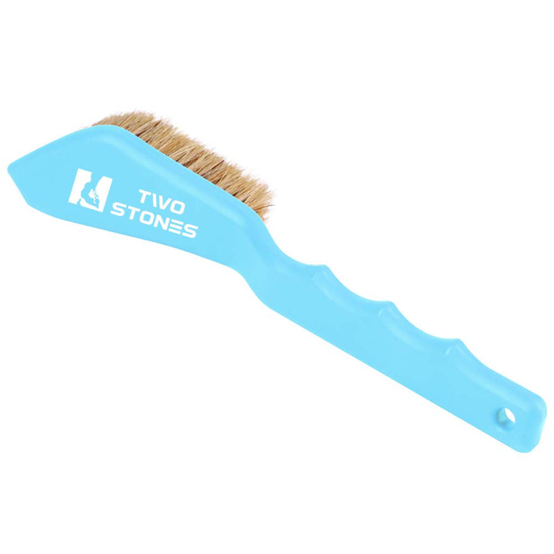 TWO STONES Boar Hair Rock Climbing Brush with Ergonomic Handle, Bouldering Boulder Brush as Durable Cleaning Tool for Climbing Chalk and Climbing Holds on Climbing Wall Indoor or Outdoor Grey&Light Blue - BeesActive Australia