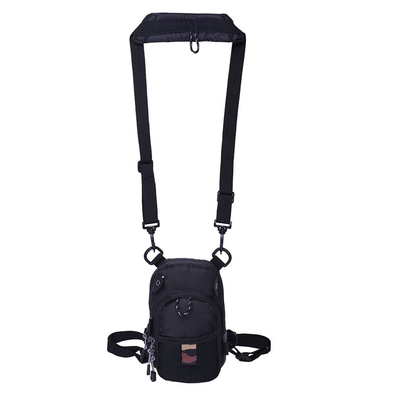 Kylebooker Small Fly Fishing Chest Pack Lightweight Tackle Storage Pouch Waist Bag Black - BeesActive Australia
