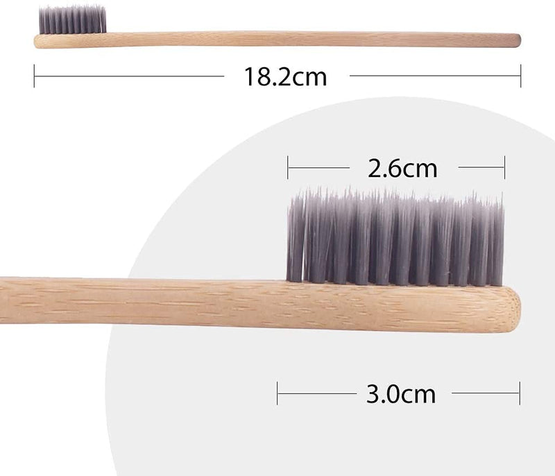 12 Pcs Eco-Friendly Charcoal Toothbrushes Natural Bamboo | Biodegradable Soft Bristle Toothbrush(12 Pack) 12 Count (Pack of 1) - BeesActive Australia