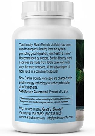 Earth's Bounty Noni Fruit, Hawaiian, 500 mg, 60 Vegetarian Capsules - BeesActive Australia