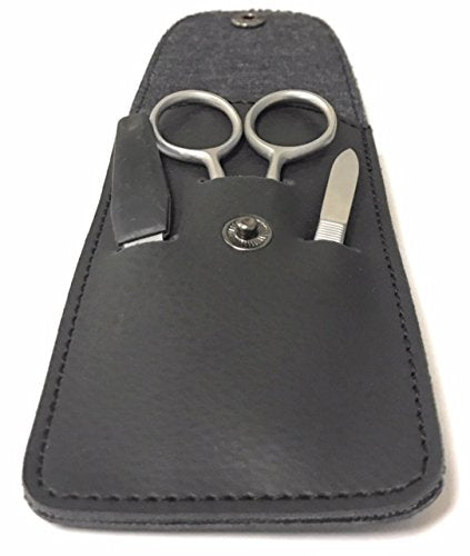 GBS Matte Stainless Steel Shape and Style Men's Manicure Set - Nail Scissors, File, Cuticle Cutter & Tweezers With Travel Case - BeesActive Australia