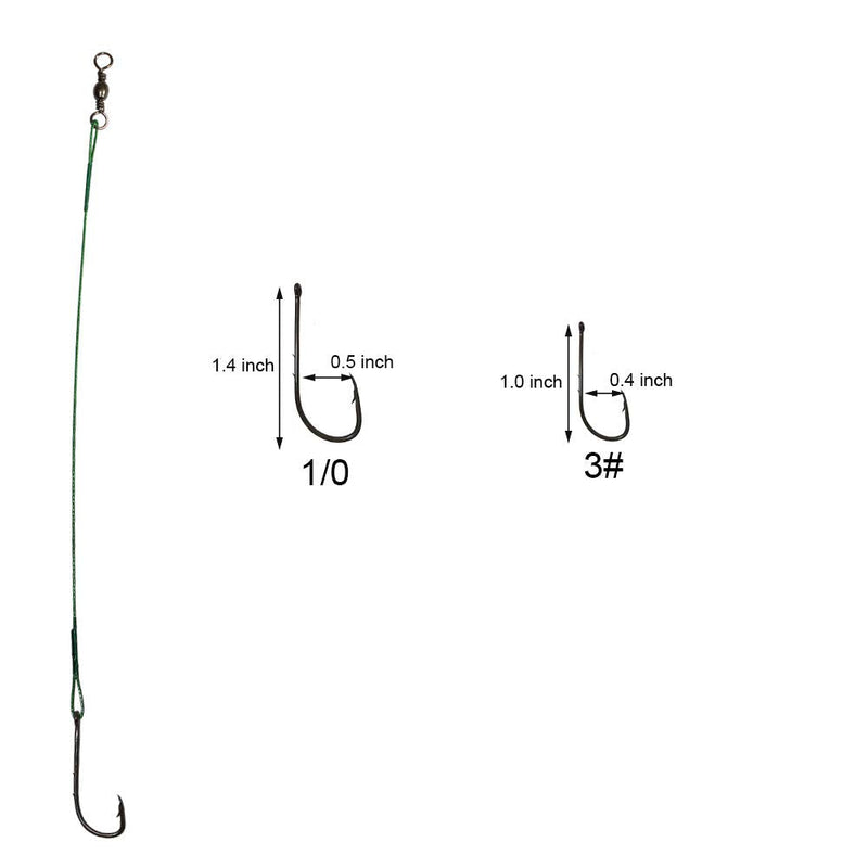 20pcs Wire Leader Hook Rigs Baitholder Fishing Hook Nylon Coated Fishing Wire Leader with Swivel 6.5inch green 2/0-20pcs - BeesActive Australia