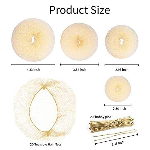 Teenitor Bun kit with 20pcs Blonde Girls Bun Net, 4pcs Hair Bun Maker and 20pcs U Shaped Hair Pins - BeesActive Australia