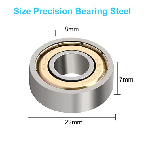 608 ZZ Ball Bearings, Skate Bearings Double Shielded Miniature Ball Bearings for Skateboards, Inline Skates, Scooters ABEC 7 Bearing (8mm x 22mm x 7mm) 4PCS 4 - BeesActive Australia
