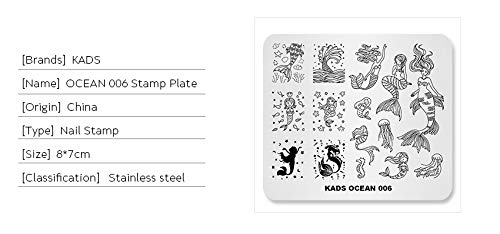 KADS Stamping Plates for Nail Art Ocean Mermaid Template Image Plate Stencil Nails Tool(OC006) OC006 - BeesActive Australia