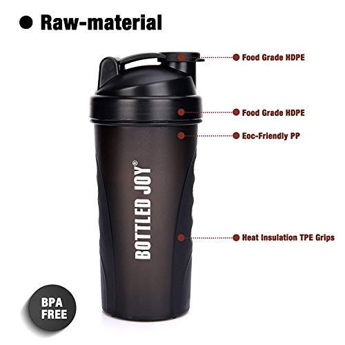 VENNERLI Protein Shaker Bottle 800ml Shaker Cup with Mixer Ball BPA Free Plastic Leakproof Sports Water Bottle for Fitness Sports and Travel Non-Slip Mix Drinking Bottle 34oz / 800ml Black - BeesActive Australia