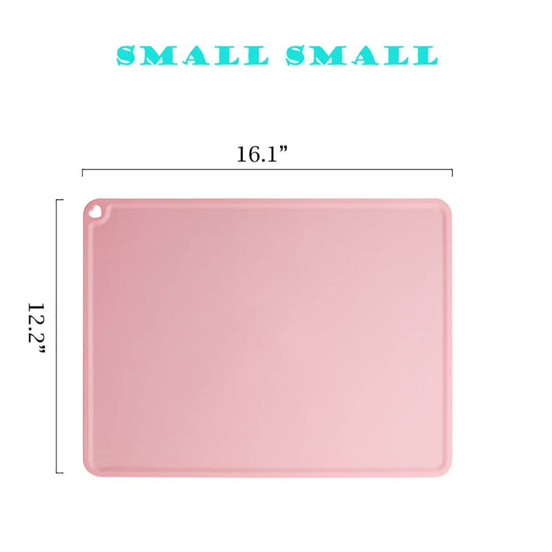 JiangYanus Silicone Pet Feeding Mat for Dog Cat Bowls, Waterproof Pet Food Mat Tray with Edges, Non Slip Dog Cat Bowl Mats for Food and Water, Pet Bowl Mat Dog Placemats for Floors 16.1 x 12.2 inch Pink - BeesActive Australia