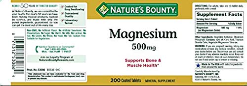 Nature's Bounty Magnesium 500 mg, 200 Tablets (2 Pack) - BeesActive Australia