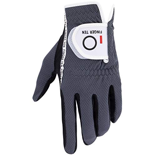 FINGER TEN Men’s Golf Glove Left Hand Rain Grip Pack, Durable Fit for Hot Wet All Weather Black Small - BeesActive Australia