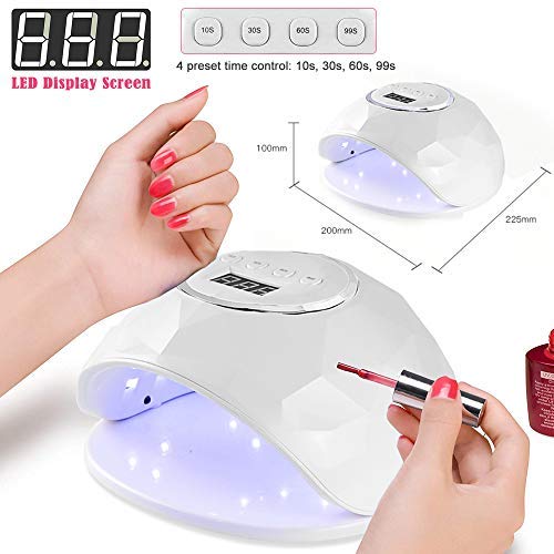 86W LED UV Nail Lamp, Fast Nail Dryer with Automatic Sensor for Fingernails and Toenails - 4 Timer Setting and LCD Display Professional Gel Nail Polish Curing Light Lamp for Nail Lovers Salon Use White-86w - BeesActive Australia