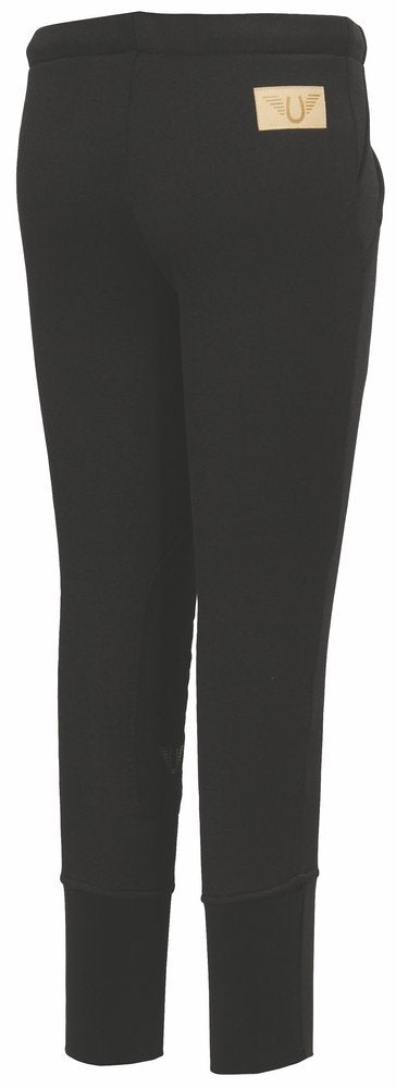 [AUSTRALIA] - TuffRider Children's Unifleece Pull-On Stretch Fleece Knee Patch Winter Breeches 8 Black 