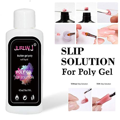 JURLIN 45ml Anti-stick Poly Gel Nail Liquid Slip Solution + Brush + Glass Cup For Nail Builder Gel Nail DIY Extension Tool - BeesActive Australia