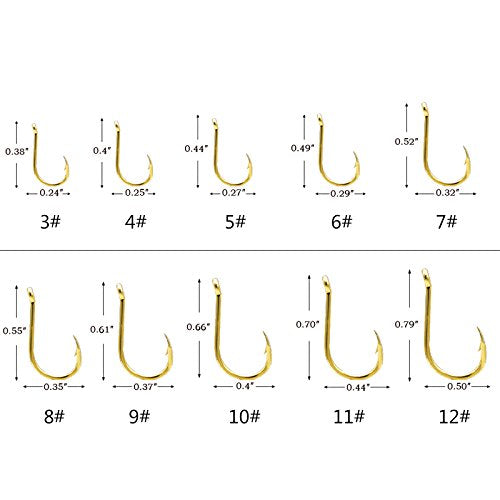 Drasry Fishing Hooks Set High Carbon Steel Jig Bait Sharp Fish Hook for Saltwater Freshwater 500pcs Small Hook(3 to 12 Gold) - BeesActive Australia