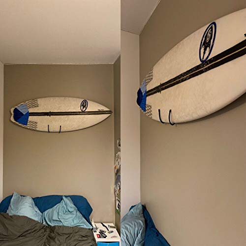 Pmsanzay Surfboard Wall Mount Rack, for Ski and Snowboard Storage Rack, Wakeboard Wall Rack Display Mount, Skateboard Wall Hangers Holder - No More Than 20LB (10KG) - W/Hardware - Black - BeesActive Australia