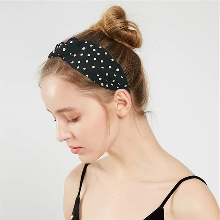 Polka Dot Headband for Women Bow Knot Fabric Headbands Knotted Hair Bands Twisted Headwrap Bunny Ear Wide Hair Hoops Hair Accessories Pack of 3pcs - BeesActive Australia