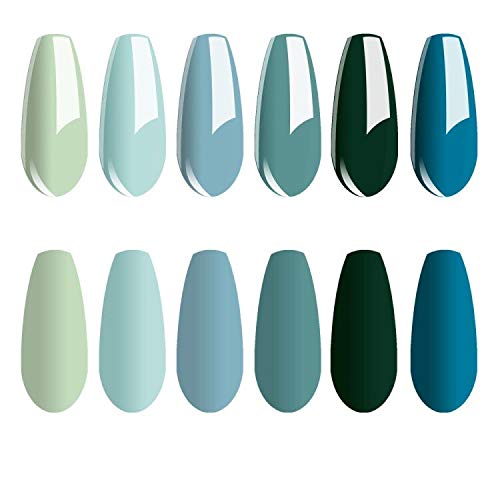 Vishine Gel Nail Polish Teal Blue Olive Green Soak Off Gift Set UV LED Art Varnish Colors UV Light LED Lamp Base Top Coat Needed Starter DIY Nails Art Home Salon Manicure Kits C012 - BeesActive Australia