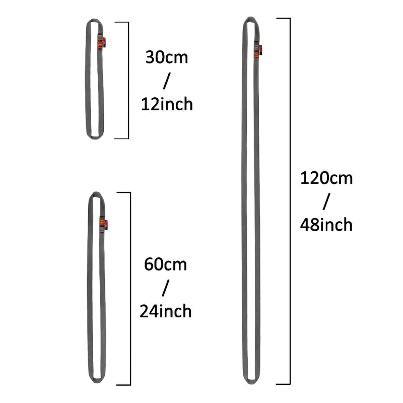 GM CLIMBING 16mm Nylon Sling Runner 22kN / 4950lbf CE UIAA Certified Gray 60cm / 24inch | Single Unit - BeesActive Australia