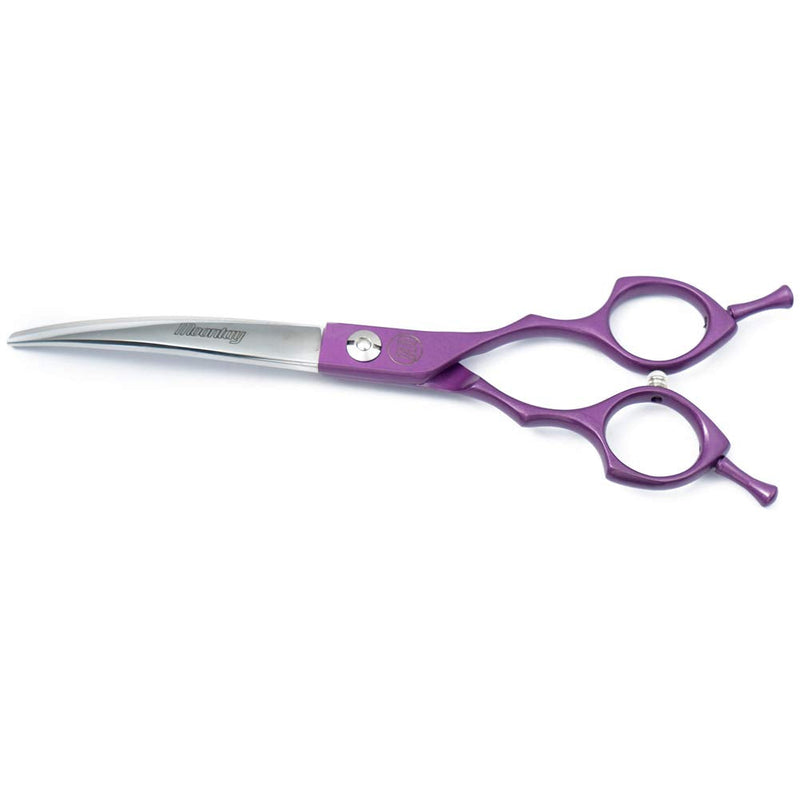 Moontay 6.5" Professional Curved Pet Grooming Scissor, Dog Cat Grooming Shear/Scissor Hair Cutting Shear with Double Finger Rests, 440C Japanese Stainless Steel Grooming Scissor, Purple Curved Scissor - BeesActive Australia