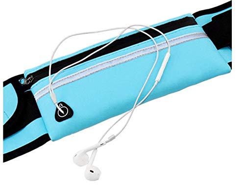 Running Belt Lightweight with Zipper Front Pouch and Convenient Headphone Hole, Side Compartment and Water Bottle Holder. Holds 6-inch Smartphone in Case. Black - BeesActive Australia
