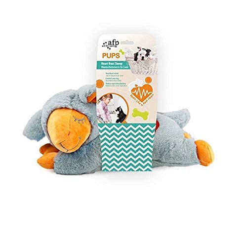 ALL FOR PAWS Heart Beat Dog Toy, Puppy Sleeping Buddy Cuddle Toy Dog Soothing Plush Toy, Puppy Stuffed Animal Toys Heart Beat Sheep Grey - BeesActive Australia