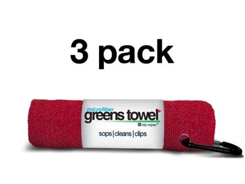 Microfiber Greens Towel (3 Pack), 16" X 16" with Carabiner Clip. The Convenient Golf Towel Cardinal Red - BeesActive Australia