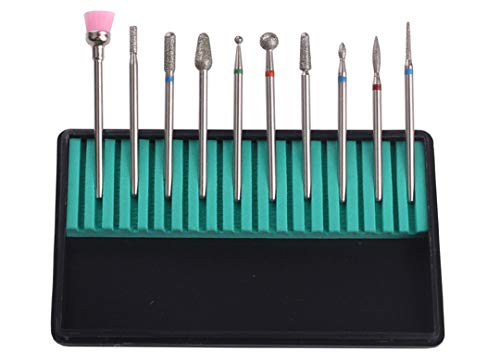 MZCMSL 10pcs Russian Cuticle Drill Bits,Safety Diamond Nail Bit,3/32 Shank efile Cuticle Bit Set with Case - BeesActive Australia