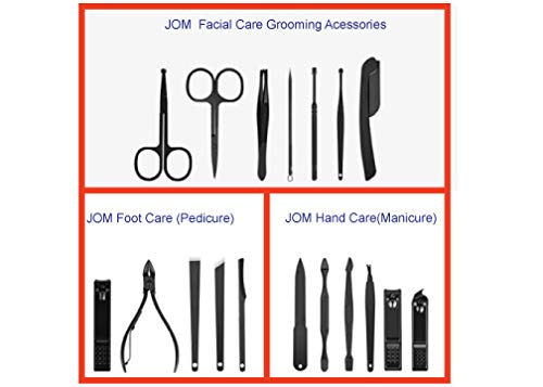 JOM Manicure Set Grooming Kit, Pedicure Kit Nail Clipper Set-Professional Grooming Kit Stainless Steel Nail Cutter File Scissors and Fingernails clipper with Nail Care Tools plus leather Travel Case - BeesActive Australia