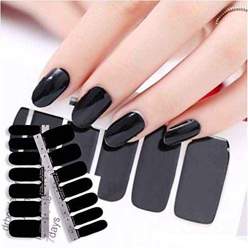 SILPECWEE 8 Sheets Adhesive Nail Art Polish Stickers Tips Classical Solid Color Nail Wraps Decals Manicure Strips Set and 1Pc Nail File NO1 - BeesActive Australia